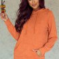 Orange Mineral Wash Kangaroo Pocket Drawstring Pullover Hoodie