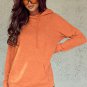 Orange Mineral Wash Kangaroo Pocket Drawstring Pullover Hoodie