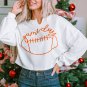 Bright White Game Day Lettering Rugby Notched Neck Sweatshirt