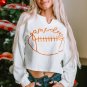 Bright White Game Day Lettering Rugby Notched Neck Sweatshirt