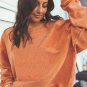 Orange Ribbed Corded Oversized Sweatshirt