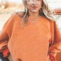Orange Ribbed Corded Oversized Sweatshirt