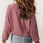 Fiery Red Waffle Knit Raglan Sleeve Henley Sweatshirt