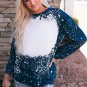 Navy Tie dyed Crew Neck Pullover Sweatshirt