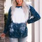 Navy Tie dyed Crew Neck Pullover Sweatshirt