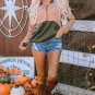 Orange Striped Color Block Patchwork Thumbhole Sleeve Hoodie