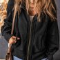 Black Raw Edge Exposed Seam Full Zip Hoodie