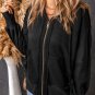 Black Raw Edge Exposed Seam Full Zip Hoodie