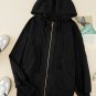 Black Raw Edge Exposed Seam Full Zip Hoodie