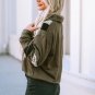Green Leopard Contrast Splicing Quarter Zip Sweatshirt