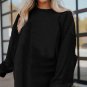 Black Ribbed Corded Oversized Sweatshirt
