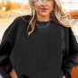 Black Ribbed Corded Oversized Sweatshirt