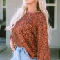 Vintage Leopard Bubble Sleeve Pullover Sweatshirt