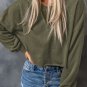 Green Drop Shoulder Cropped Sweatshirt