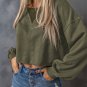 Green Drop Shoulder Cropped Sweatshirt
