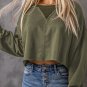 Green Drop Shoulder Cropped Sweatshirt