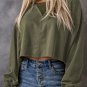 Green Drop Shoulder Cropped Sweatshirt
