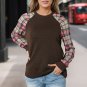 Brown Plaid Raglan Sleeve Sweatshirt