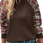 Brown Plaid Raglan Sleeve Sweatshirt