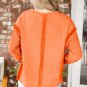 Orange Exposed Seamed High Low Raw Edge Sweatshirt