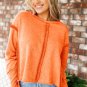 Orange Exposed Seamed High Low Raw Edge Sweatshirt