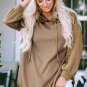 Khaki Waffled Expose Seam Drawstring Hoodie