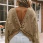 Khaki Exposed Seam Twist Open Back Oversized Sweatshirt