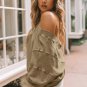 Khaki Exposed Seam Twist Open Back Oversized Sweatshirt