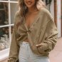 Khaki Exposed Seam Twist Open Back Oversized Sweatshirt