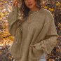Khaki Exposed Seam Twist Open Back Oversized Sweatshirt