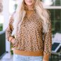Leopard Long Sleeve Drawstring Cropped Hoodie