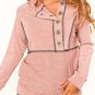 Pink Buttons Front Princess Line Out Seam Hoodie