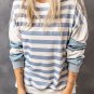 Stripe Drop Shoulder Striped Pullover Sweatshirt