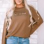 Khaki You Are Loved Print Corduroy Sweatshirt