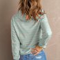 Green Striped Turtleneck Hoodie with Pocket