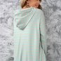 Green Striped Turtleneck Hoodie with Pocket