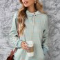 Green Striped Turtleneck Hoodie with Pocket