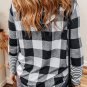 Multicolour Plaid Striped Patchwork Drawstring Hoodie