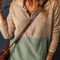 Smoke Gray Two Tones Color Block Half Zip Fleece Sweatshirt