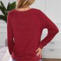 Wine Fiery Red Solid Crew Neck Pullover Sweatshirt