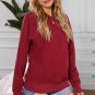 Wine Fiery Red Solid Crew Neck Pullover Sweatshirt