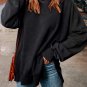 Black Drop Shoulder Ribbed Trim Oversized Sweatshirt