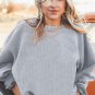 Light Grey Ribbed Corded Oversized Sweatshirt
