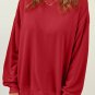 Fiery Red Plain Crew Neck Pullover Sweatshirt