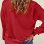 Fiery Red Plain Crew Neck Pullover Sweatshirt
