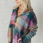 Multicolor Brushed Plaid Buttoned Pullover Oversized Hoodie