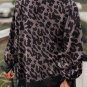 Black Leopard Patchwork Bishop Sleeve Slit Sweatshirt