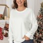 Beige Plain Crew Neck Pullover Sweatshirt