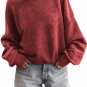 Red Dahlia Drop Shoulder Crew Neck Pullover Sweatshirt