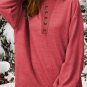 Fiery Red Plain Buttoned Henley Sweatshirt